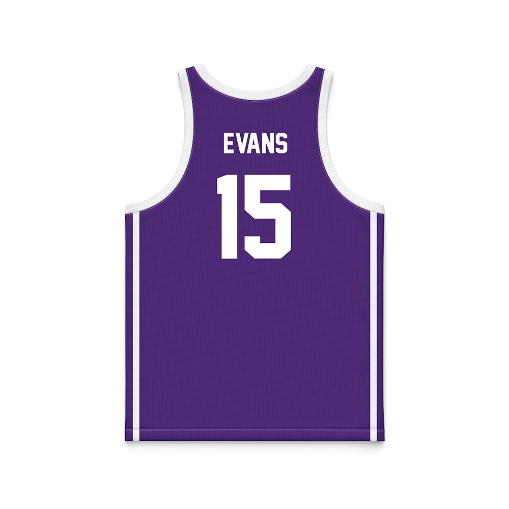 Tarleton State - NCAA Men's Basketball : Caleb Evans - Purple Basketball Jersey-1