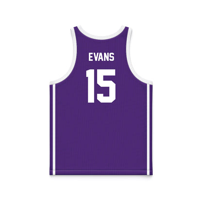 Tarleton State - NCAA Men's Basketball : Caleb Evans - Purple Basketball Jersey-1