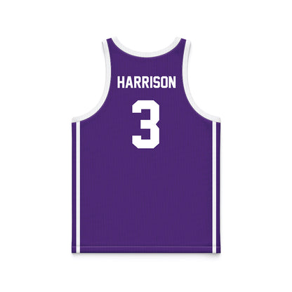 Tarleton State - NCAA Men's Basketball : Ronnie Harrison - Purple Basketball Jersey-1
