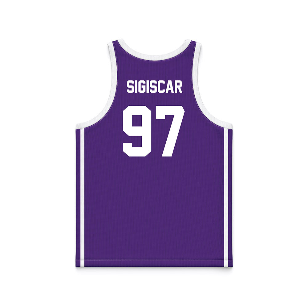 Tarleton State - NCAA Men's Basketball : Andy SIGISCAR - Purple Basketball Jersey-1