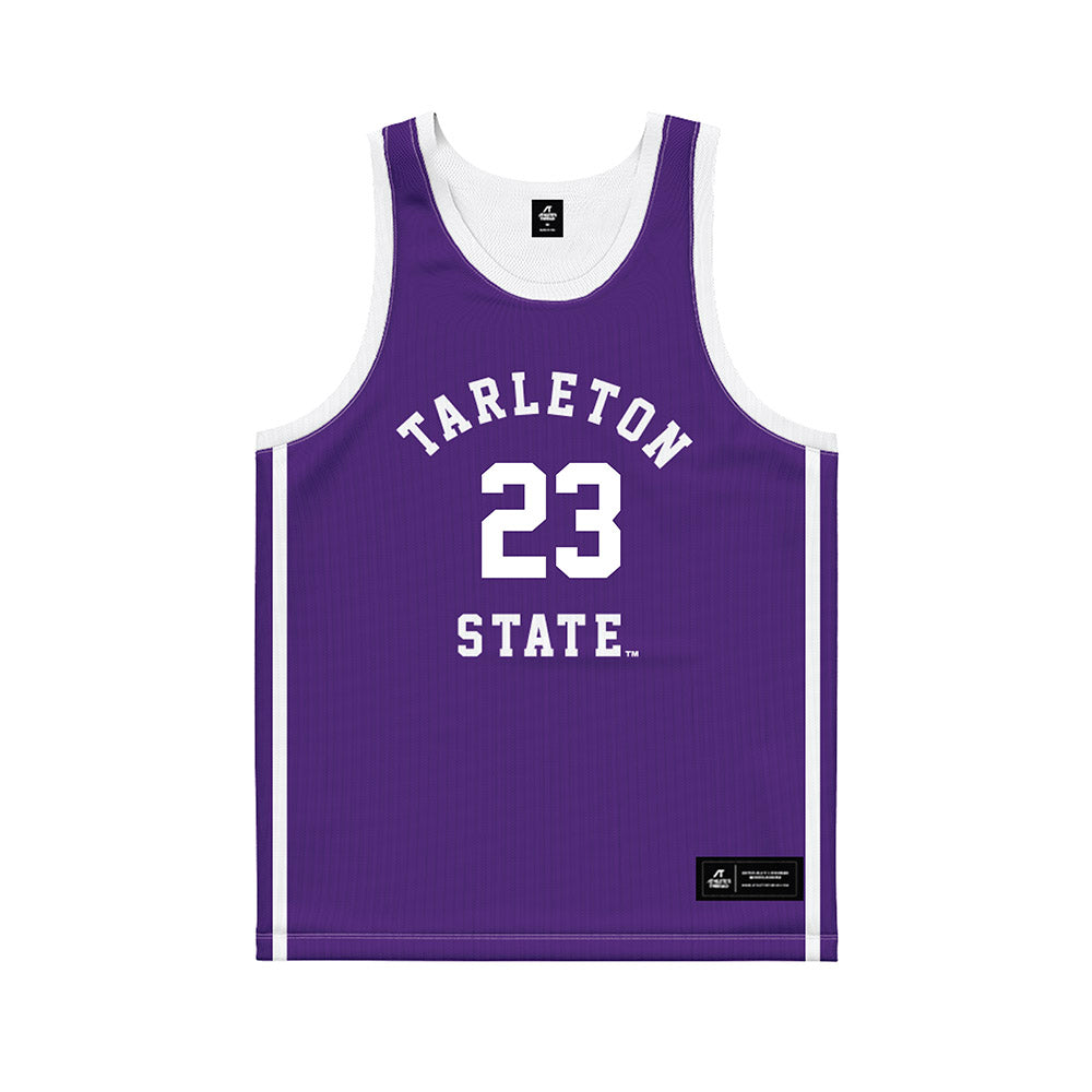 Tarleton State - NCAA Men's Basketball : Chris Mpaka - Purple Basketball Jersey-0