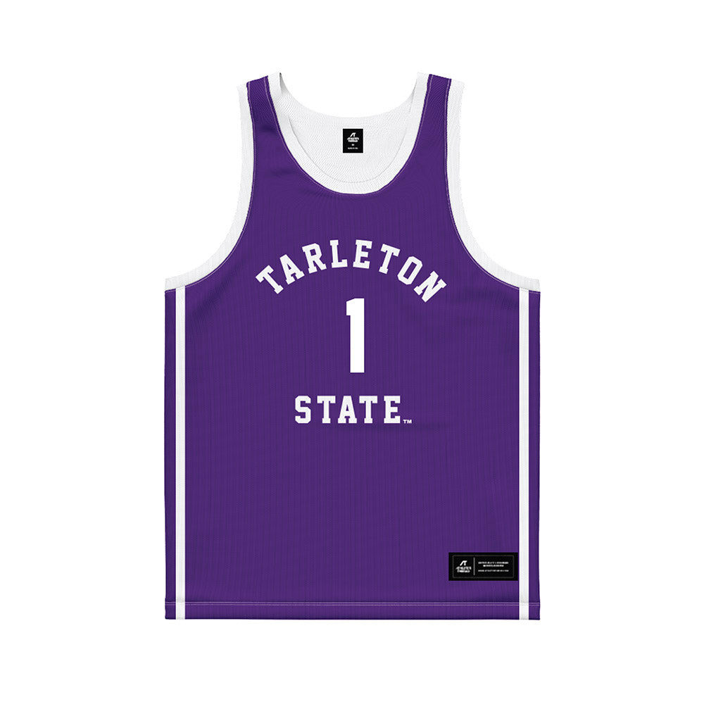 Tarleton State - NCAA Men's Basketball : Aj Dent - Purple Basketball Jersey-0