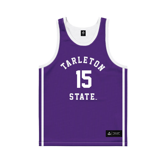 Tarleton State - NCAA Men's Basketball : Caleb Evans - Purple Basketball Jersey-0