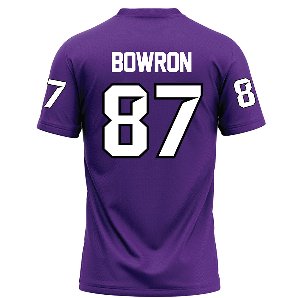 Tarleton State - NCAA Football : Wheeler Bowron - Purple Football Jersey-1