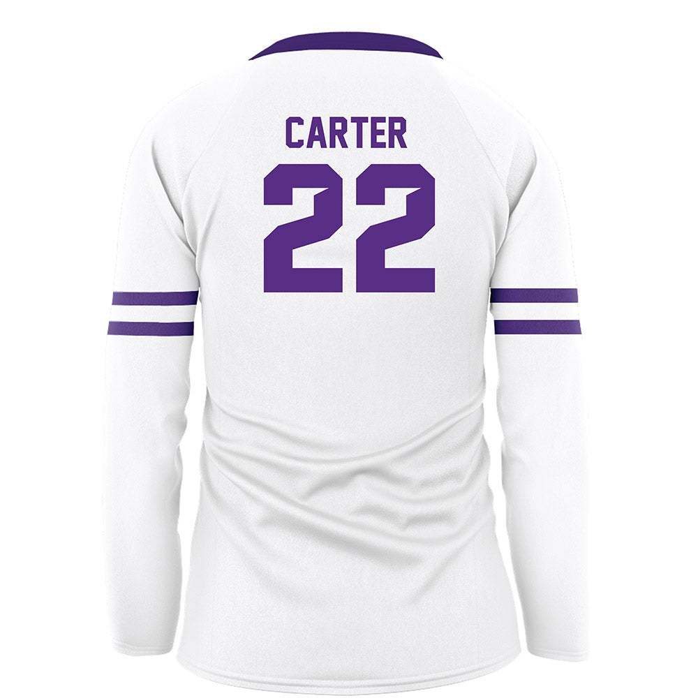 Tarleton State - NCAA Women's Volleyball : morgan carter - White Volleyball Jersey-1