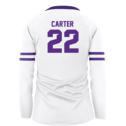Tarleton State - NCAA Women's Volleyball : morgan carter - White Volleyball Jersey-1