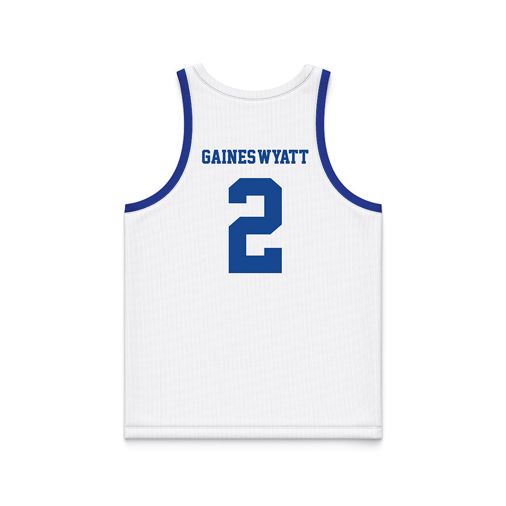 Hampton - NCAA Men's Basketball : Jalyke Gaines-Wyatt - White Basketball Jersey-1