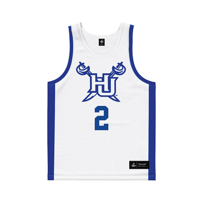 Hampton - NCAA Men's Basketball : Jalyke Gaines-Wyatt - White Basketball Jersey-0