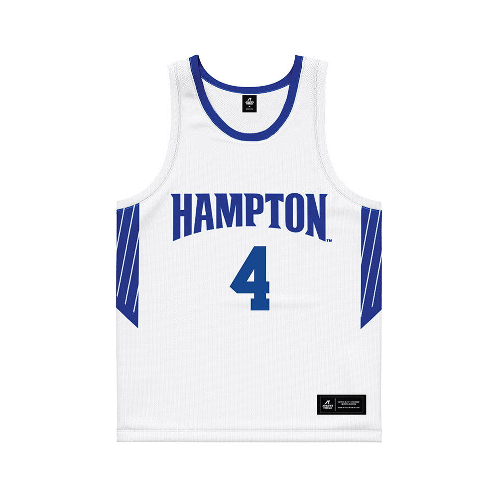 Hampton - NCAA Women's Basketball : Arlisha Boston - White Basketball Jersey-0
