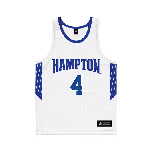 Hampton - NCAA Women's Basketball : Arlisha Boston - White Basketball Jersey-0