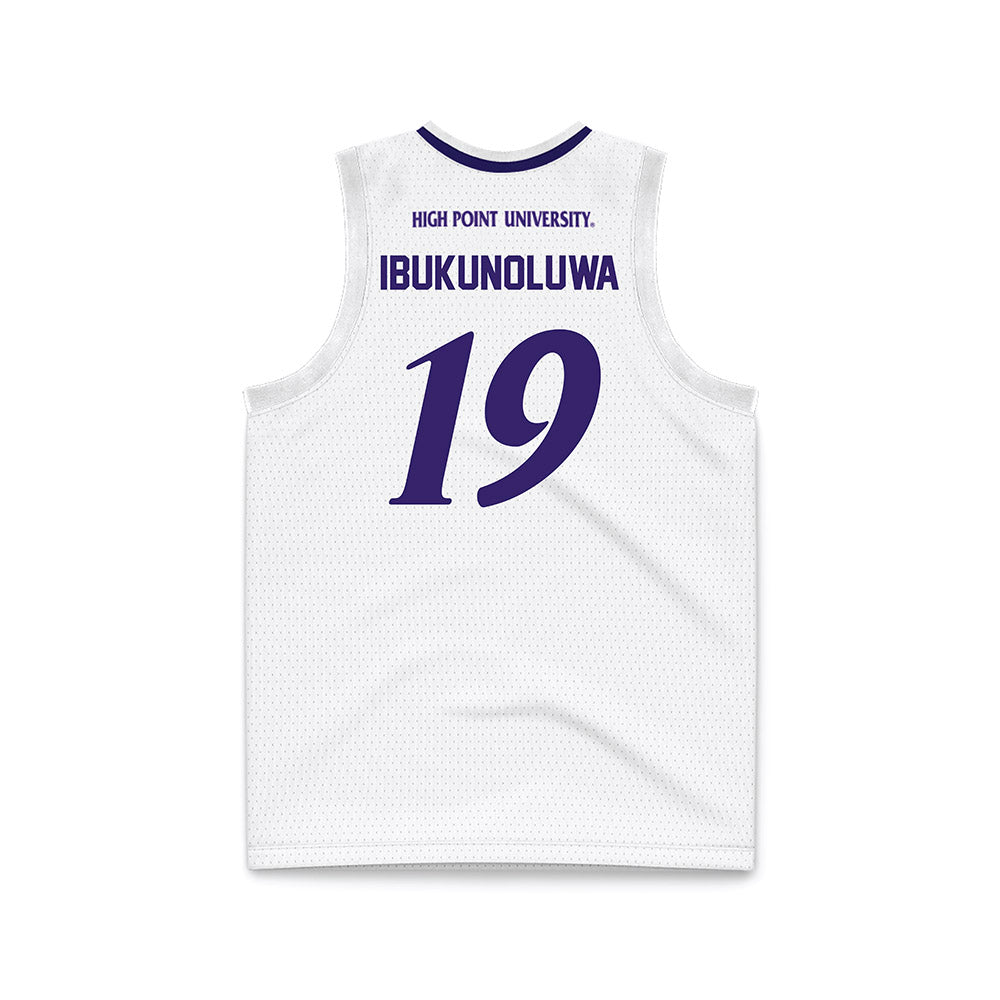 High Point - NCAA Men's Basketball : Josh Ibukunoluwa - White Basketball Jersey-1