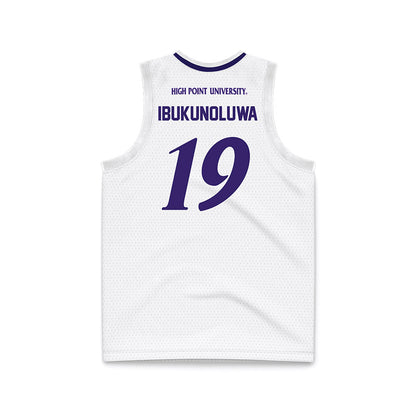 High Point - NCAA Men's Basketball : Josh Ibukunoluwa - White Basketball Jersey-1