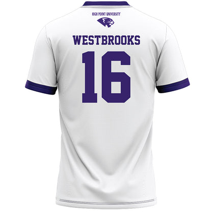 High Point - NCAA Men's Lacrosse : James Westbrooks - White Lacrosse Jersey -1