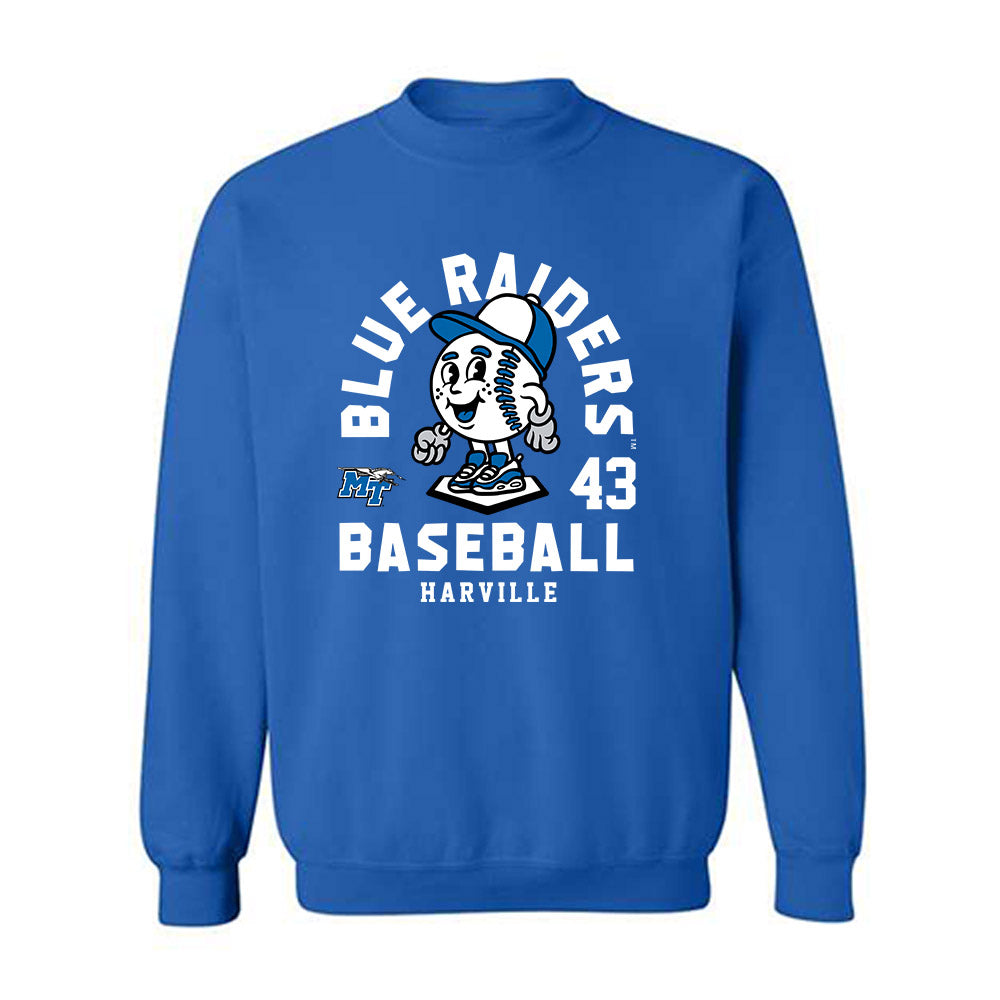 MTSU - NCAA Baseball : Ryder Harville - Fashion Shersey Crewneck Sweatshirt-0