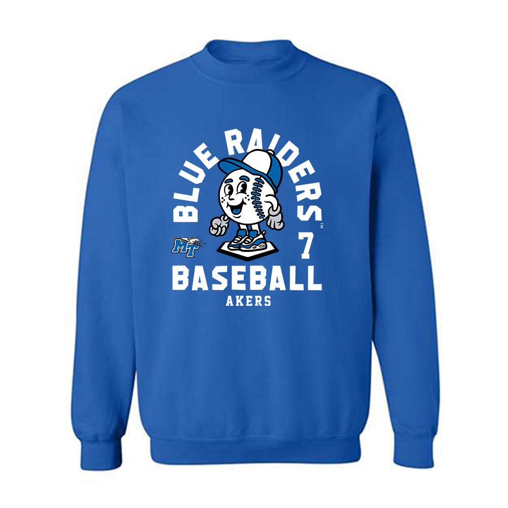 MTSU - NCAA Baseball : Layne Akers - Fashion Shersey Crewneck Sweatshirt