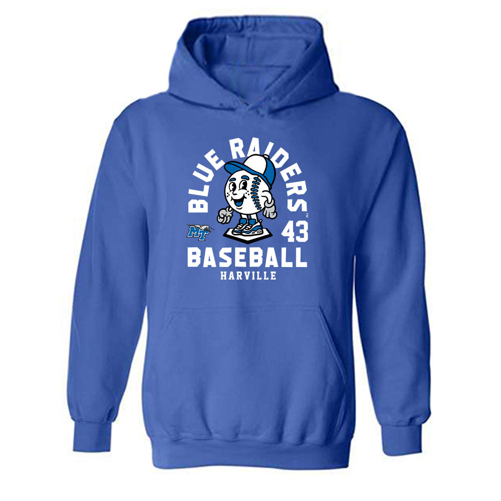 MTSU - NCAA Baseball : Ryder Harville - Fashion Shersey Hooded Sweatshirt-0