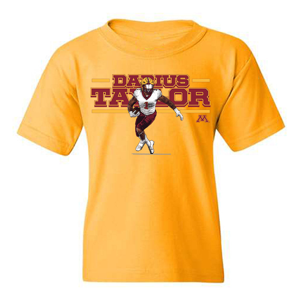 Minnesota - NCAA Football : Darius Taylor - Gold Individual Caricature Youth T-Shirt