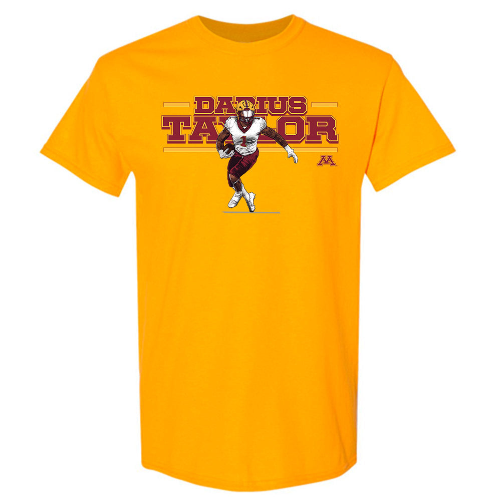 Minnesota - NCAA Football : Darius Taylor - Gold Individual Caricature T-Shirt