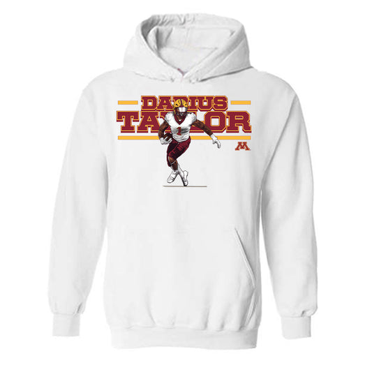 Minnesota - NCAA Football : Darius Taylor - White Individual Caricature Hooded Sweatshirt
