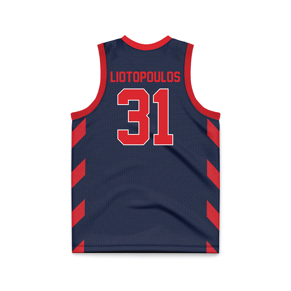 St. Johns - NCAA Men's Basketball : Lefteris Liotopoulos - Navy Basketball Jersey-1