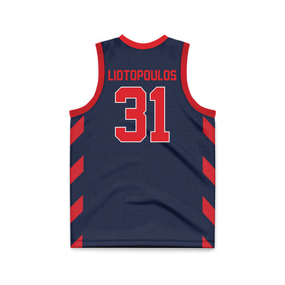 St. Johns - NCAA Men's Basketball : Lefteris Liotopoulos - Navy Basketball Jersey-1