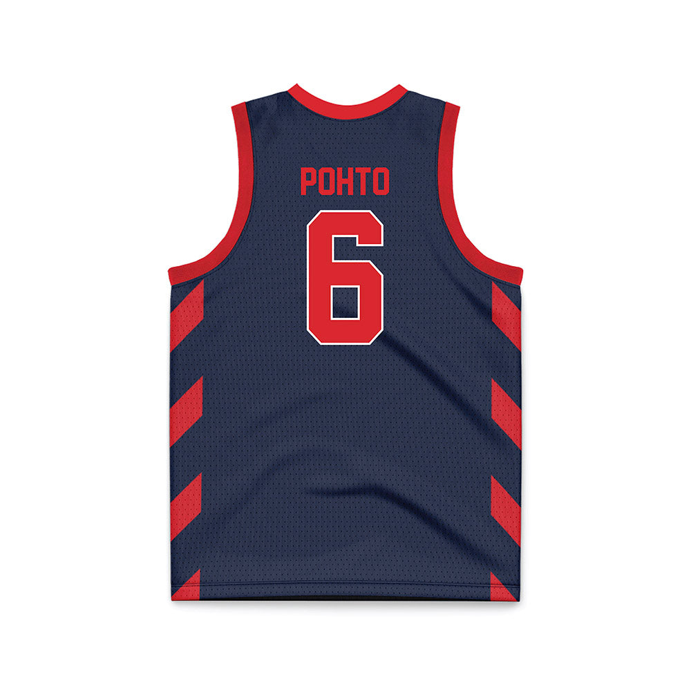 St. Johns - NCAA Men's Basketball : Casper Pohto - Navy Basketball Jersey-1