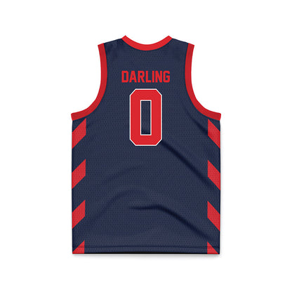St. Johns - NCAA Men's Basketball : Dylan Darling - Navy Basketball Jersey-1