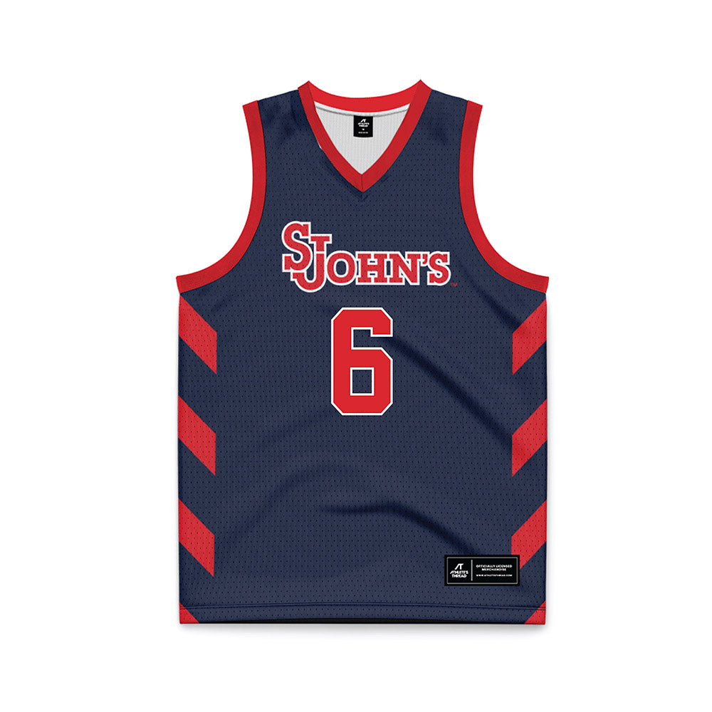 St. Johns - NCAA Men's Basketball : Casper Pohto - Navy Basketball Jersey-0