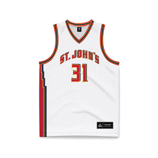 St. Johns - NCAA Men's Basketball : Lefteris Liotopoulos - White Basketball Jersey-0