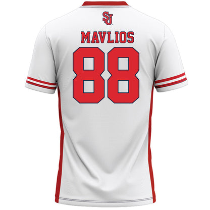 St. Johns - NCAA Men's Lacrosse : John Mavlios - White Lacrosse Jersey -1