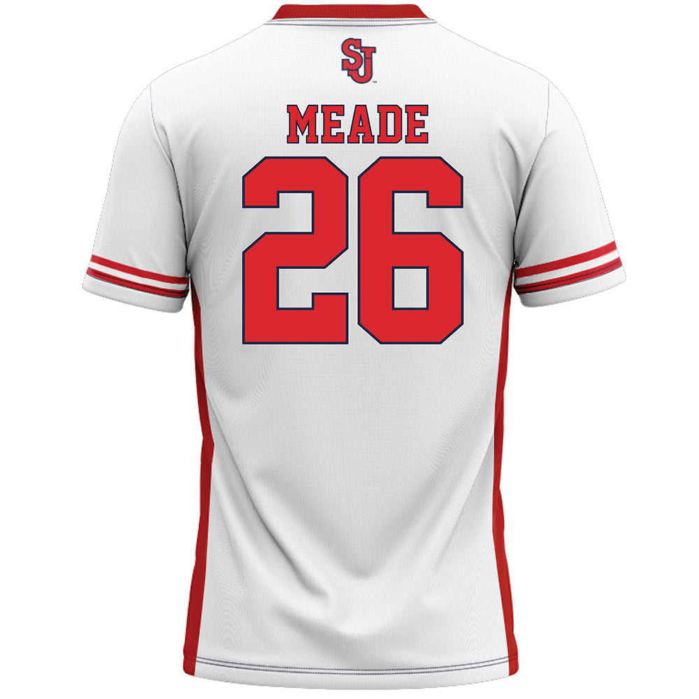St. Johns - NCAA Men's Lacrosse : Tyson Meade - White Lacrosse Jersey -1
