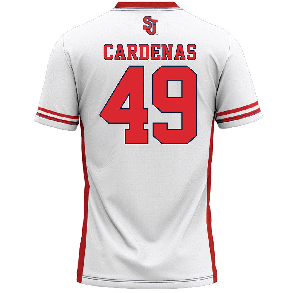 St. Johns - NCAA Men's Lacrosse : Jayson Cardenas - White Lacrosse Jersey -1