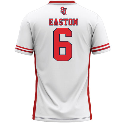 St. Johns - NCAA Men's Lacrosse : James Easton - White Lacrosse Jersey -1