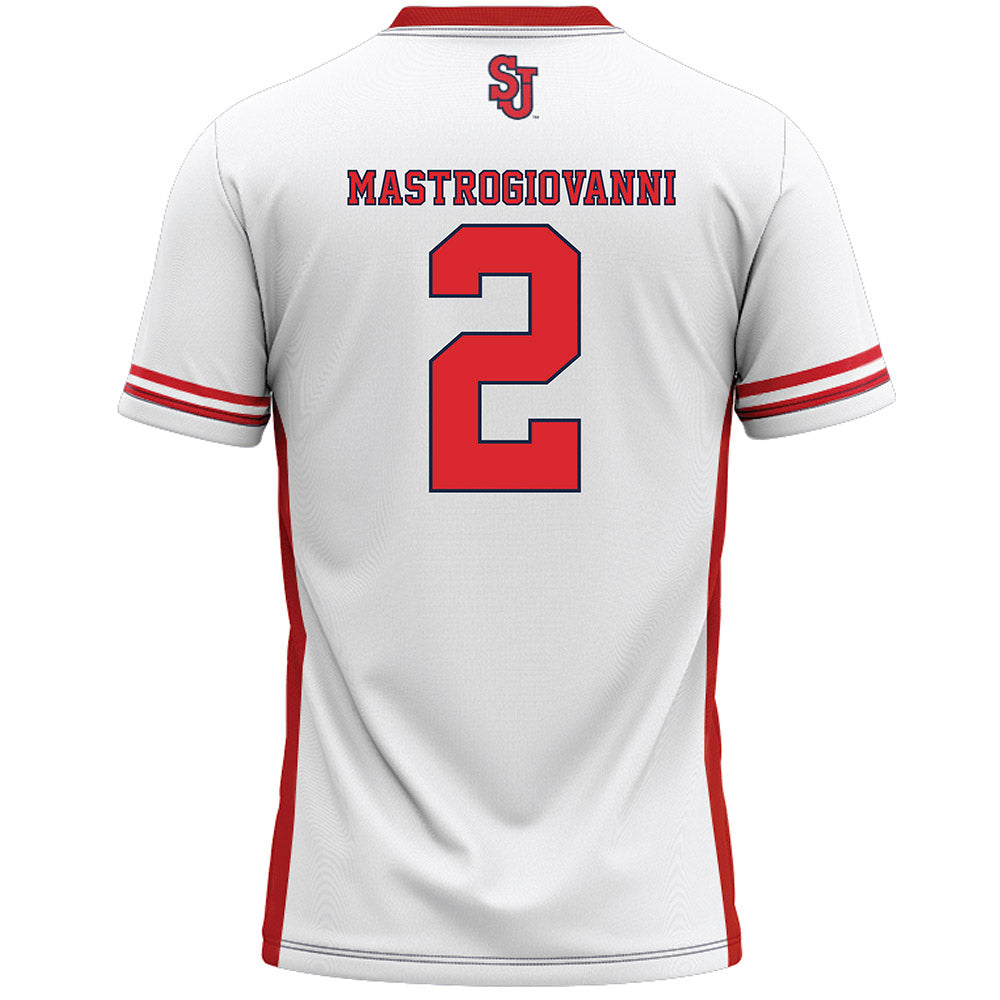 St. Johns - NCAA Men's Lacrosse : Luke Mastrogiovanni - White Lacrosse Jersey -1