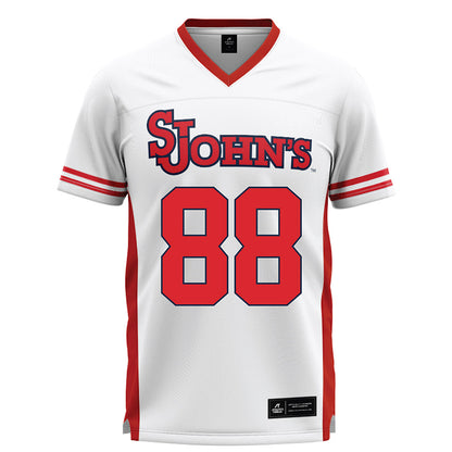 St. Johns - NCAA Men's Lacrosse : John Mavlios - White Lacrosse Jersey -0