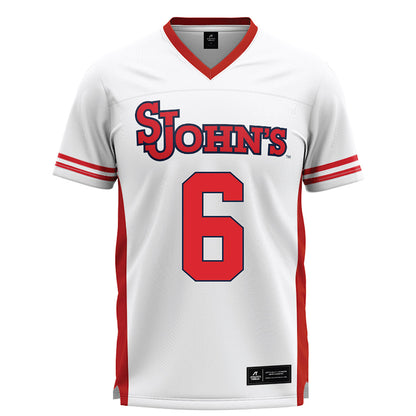 St. Johns - NCAA Men's Lacrosse : James Easton - White Lacrosse Jersey -0