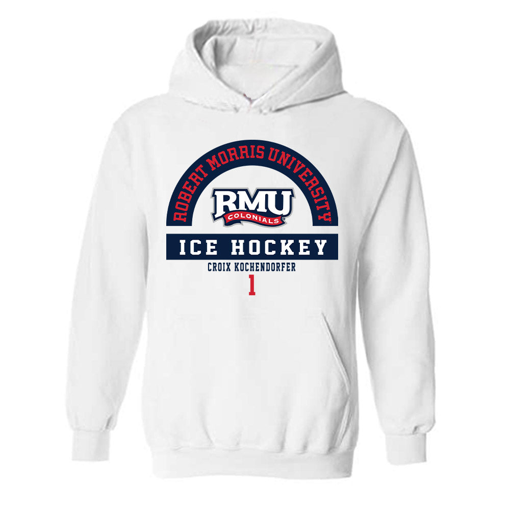 Robert Morris - NCAA Men's Ice Hockey : Croix Kochendorfer - Classic Fashion Shersey Hooded Sweatshirt-0