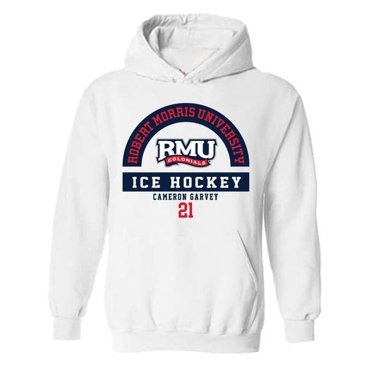 Robert Morris - NCAA Men's Ice Hockey : Cameron Garvey - Classic Fashion Shersey Hooded Sweatshirt-0