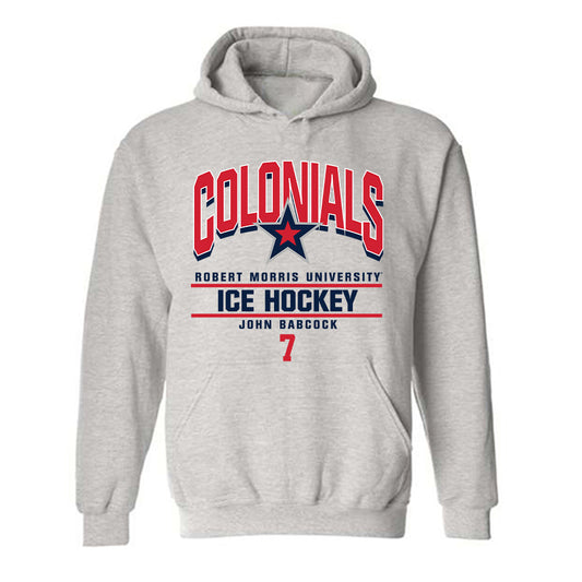 Robert Morris - NCAA Men's Ice Hockey : John Babcock - Classic Fashion Shersey Hooded Sweatshirt-0