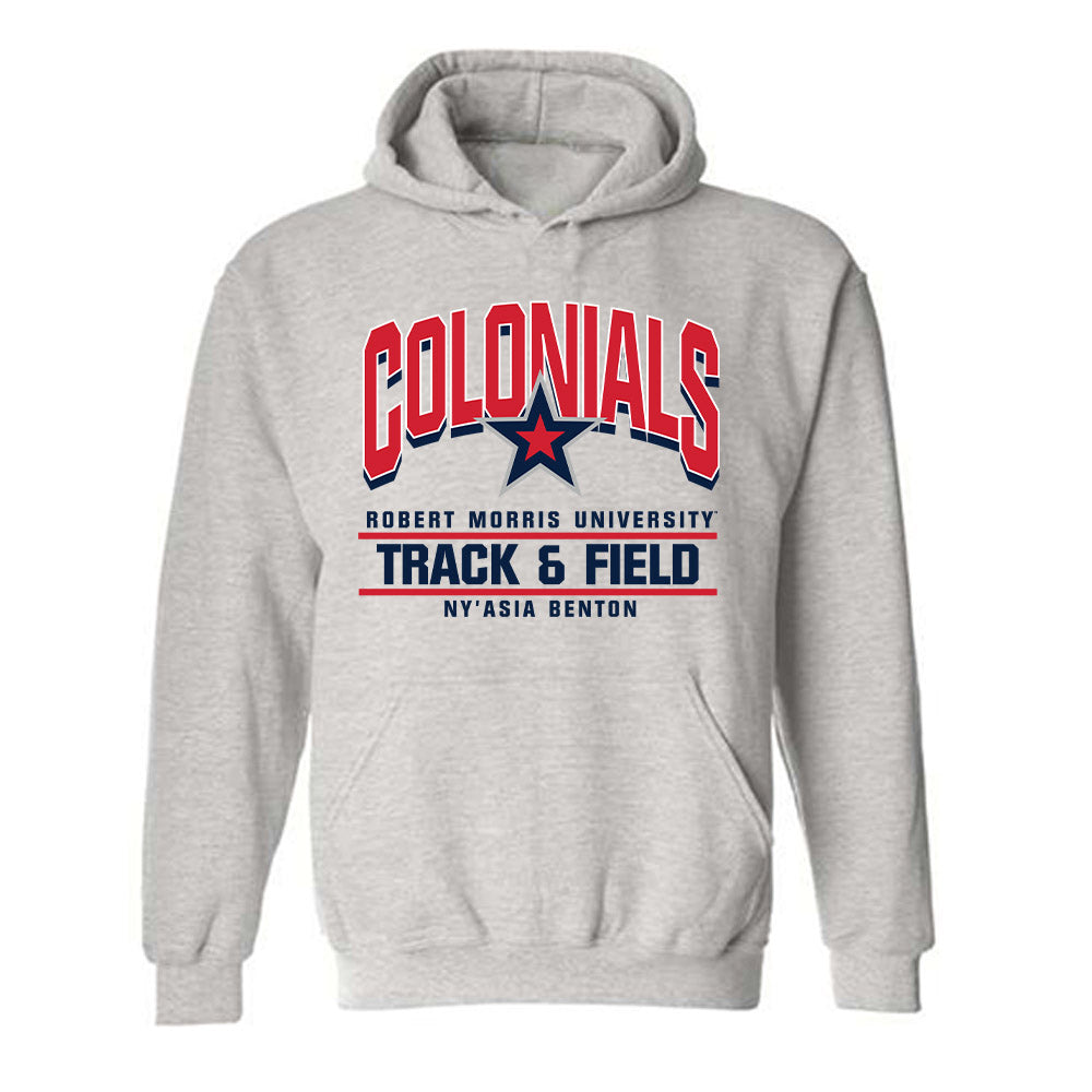 Robert Morris - NCAA Women's Track & Field : Ny'Asia Benton - Classic Fashion Shersey Hooded Sweatshirt-0