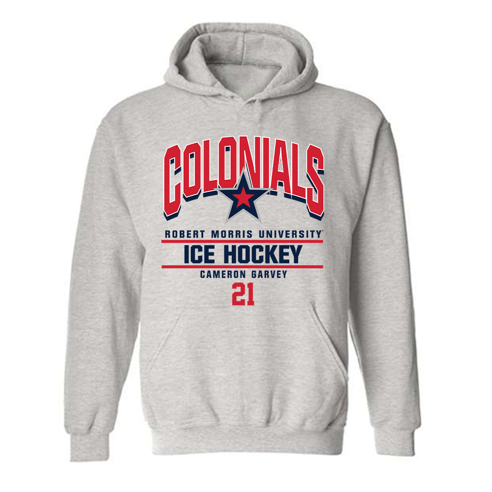 Robert Morris - NCAA Men's Ice Hockey : Cameron Garvey - Classic Fashion Shersey Hooded Sweatshirt-0