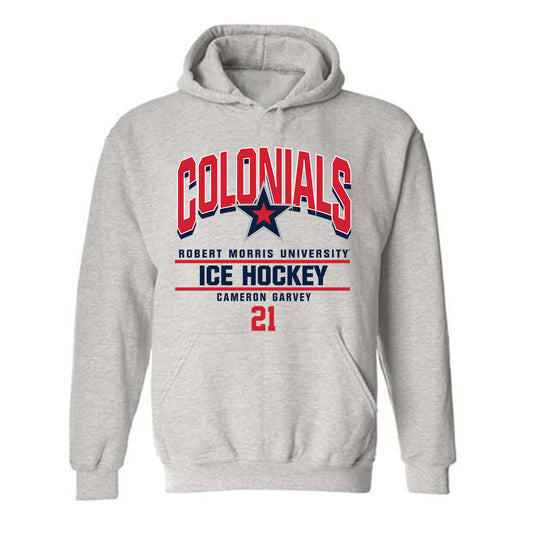 Robert Morris - NCAA Men's Ice Hockey : Cameron Garvey - Classic Fashion Shersey Hooded Sweatshirt-0