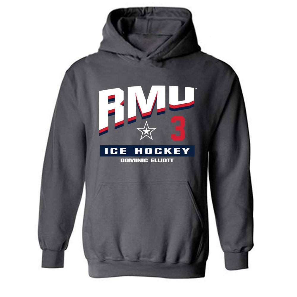 Robert Morris - NCAA Men's Ice Hockey : Dominic Elliott - Classic Fashion Shersey Hooded Sweatshirt-0