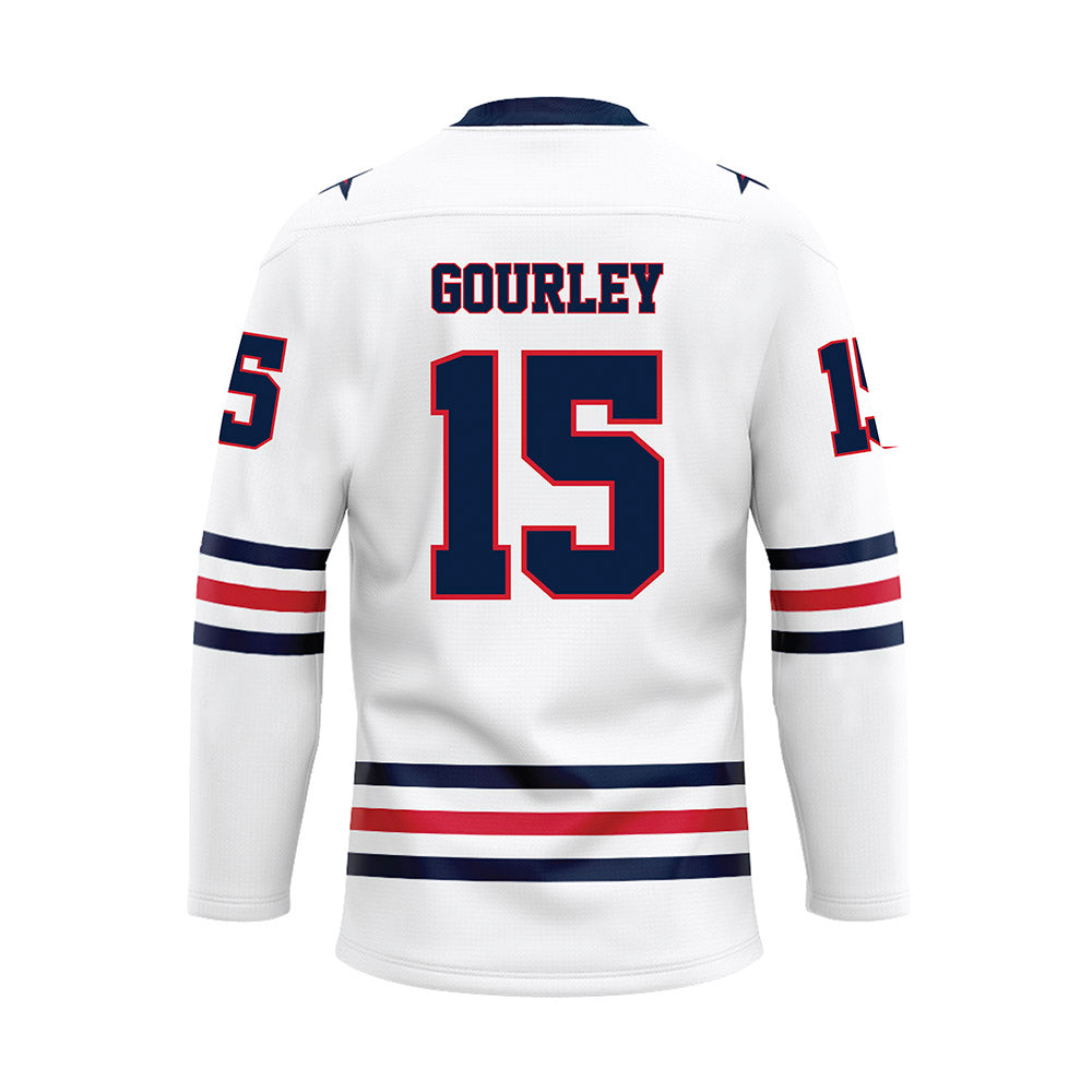 Robert Morris - NCAA Men's Ice Hockey : Connor Gourley - White Hockey Jersey-1