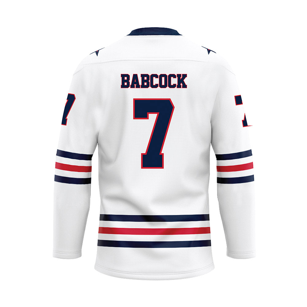 Robert Morris - NCAA Men's Ice Hockey : John Babcock - White Hockey Jersey-1