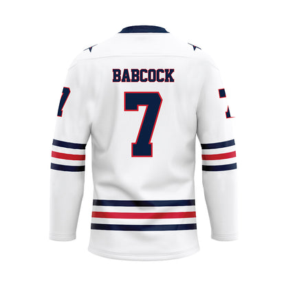 Robert Morris - NCAA Men's Ice Hockey : John Babcock - White Hockey Jersey-1