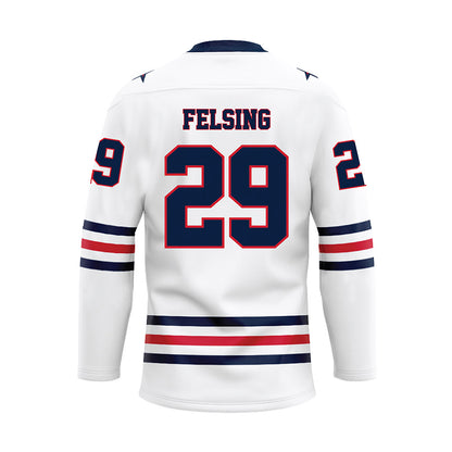Robert Morris - NCAA Men's Ice Hockey : Michael Felsing - White Hockey Jersey-1