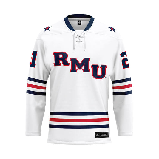 Robert Morris - NCAA Men's Ice Hockey : Cameron Garvey - White Hockey Jersey-0