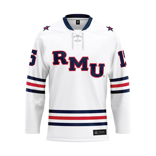 Robert Morris - NCAA Men's Ice Hockey : Connor Gourley - White Hockey Jersey-0