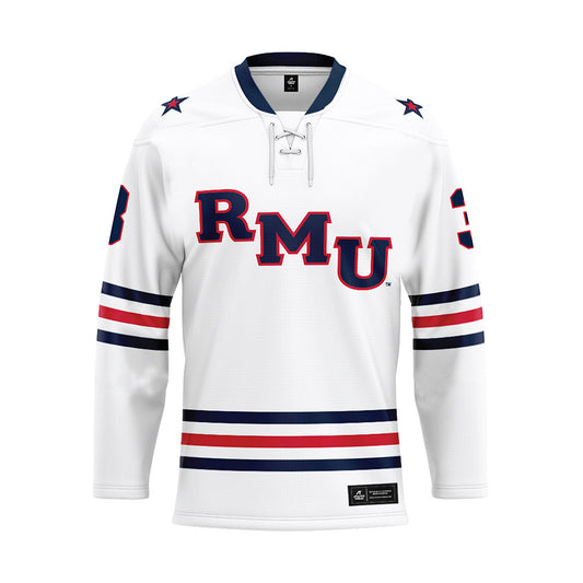 Robert Morris - NCAA Men's Ice Hockey : Dominic Elliott - White Hockey Jersey-0